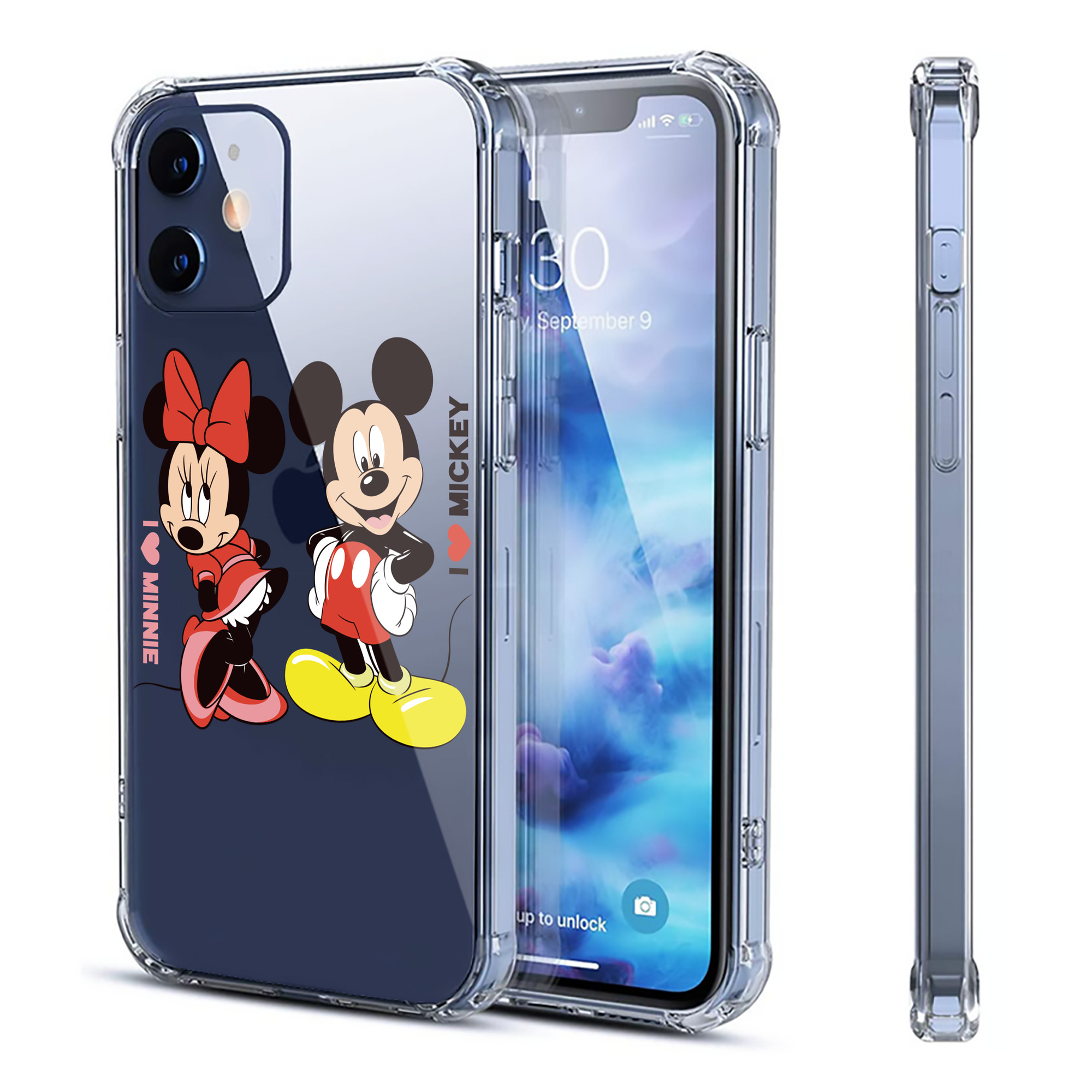 （画像用） ミッキーマウス Mickey Mouse 【iPhone 12シリーズ対応】透明スマホケース（クリアソフトケース）
